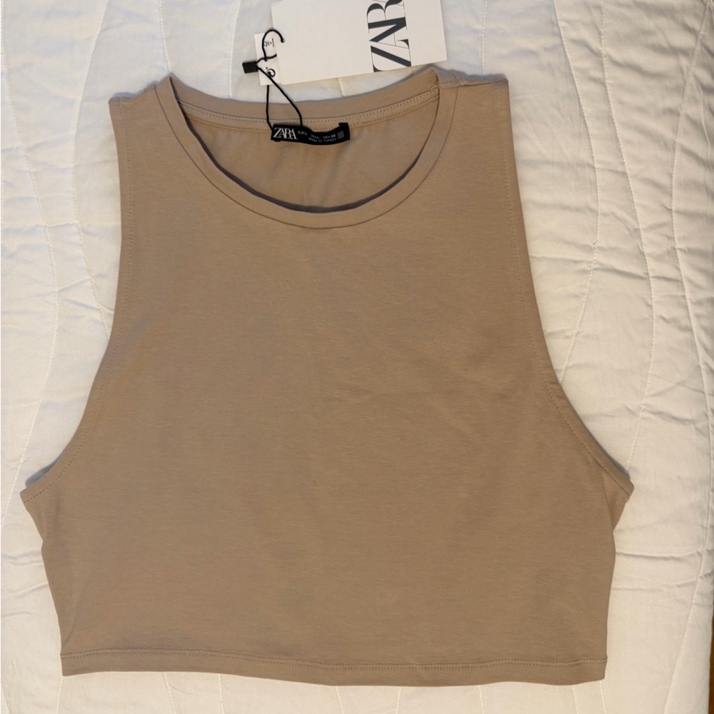 Zara Beige Sleeveless Top